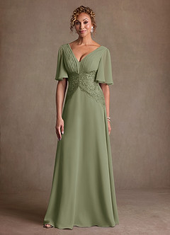 Azazie Milliat Mother of the Bride Dresses Pistachio A-Line Lace Chiffon Dress image4