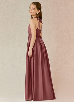 Azazie Arianthe Junior Amethyst A-Line with Pockets Stretch Satin Dress image3
