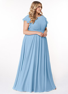 Azazie Daphne Modest Bridesmaid Dresses A-Line Ruffled Chiffon Floor-Length Dress image9