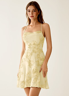 Lysandra Lemon Sorbet Stretch 3D Flowers Corset Mini Dress image7
