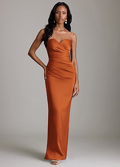 Azazie Sonora Suknie dla druhen Osłona Bez ramiączek Satyna elastyczna Do ziemi Sukienka image6