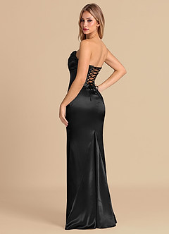 Azazie Sorrel Bridesmaid Dresses Black Mermaid Corset Metallic Satin Convertible Dress image6