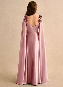 Azazie Rosita Girls Formal vestidos de niña de las flores Vestido Rosa Polvorienta de Satin Mate de Corte en A con Plisado image2