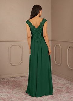 Azazie Amethyst Mother of the Bride Dresses Dark Green A-Line V-Neck Sequins Chiffon Dress image6