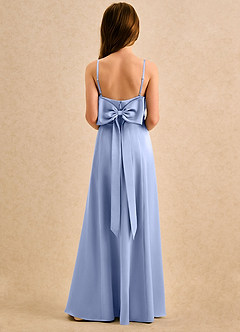 Azazie Chamomile Girls Formal Sukienki dla dziewczynek sypiących kwiaty Linia A Pofałdowany Satyna elastyczna Długość podłogi Sukienka image5