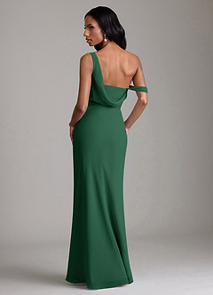 Azazie Madelyn Bridesmaid Dresses Dark Green Mermaid One Shoulder Chiffon Convertible Dress image2