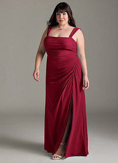 Azazie Jesaphine Bridesmaid Dresses Burgundy Sheath Bow Chiffon Dress image12
