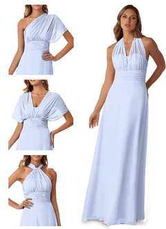 Azazie Fifi Brautjungfernkleider Wandelbar A-Linie Schulterfrei Chiffon Kleid Eis image7