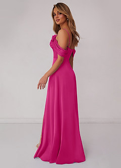 Barbie ♥ Azazie At-home Try On Dresses Rosette Cowl Stretch Satin A-Line Dress image2