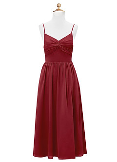 Azazie Zeya Junior Pomegranate A-Line Chiffon Dress image7