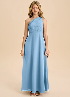 Azazie Phaedra Junior Klä av A-Line i Chiffong Plisserad image4