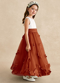 Azazie Vi Flower Girl Dresses Paprika A-Line Sleeveless Tulle Dress image7