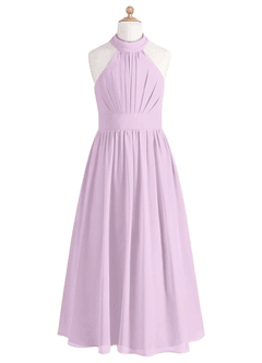 Azazie Iman Junior Frosted Lilac A-Line Pleated Chiffon Dress image6