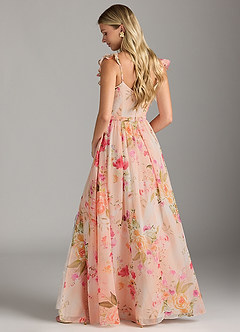 Azazie Nalin Bridesmaid Dresses Abstract Bouquet Floral A-Line Ruched Chiffon Dress image8