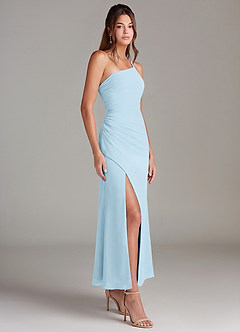 Azazie Eren Bridesmaid Dresses Sky Blue Mermaid One Shoulder Chiffon Dress image4