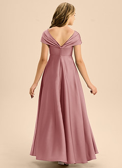 Azazie Rowena Junior Dusty Rose A-Line Bow Stretch Satin Dress image5