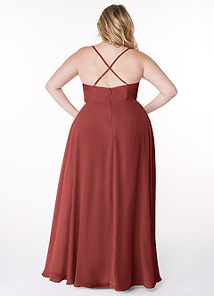 Azazie Naeem Bridesmaid Dresses Terracotta A-Line V-Neck Ruffle Chiffon Dress image8