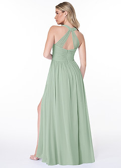 Azazie Jaclyn Brautjungfernkleider A-Linie Plissee Chiffon Kleid Agave image6