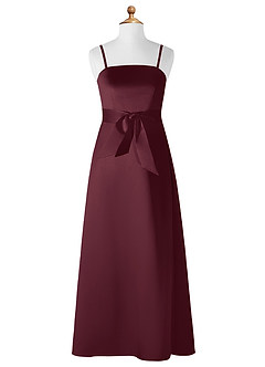 Azazie Anina Junior Cabernet A-Line Bow Matte Satin Dress image7