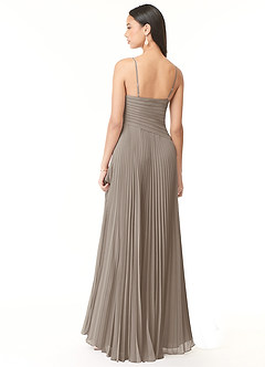 Azazie Vini Abiti da Damigella Abito A-Line in Chiffon con Scollo a V a Pieghe Taupe image2