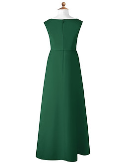 Azazie Sadia Vestido de Verde Oscuro de Satin Mate de Acampanado con Plisado image7