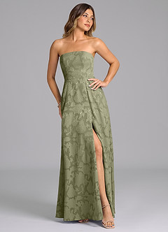 Azazie Wren Bridesmaid Dresses Pistachio A-Line Strapless Floral Burnout Dress image7