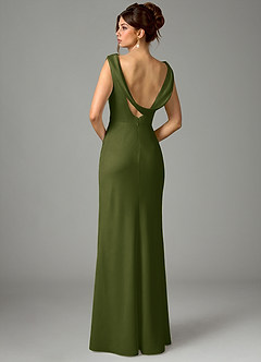 Azazie Kieryn Bridesmaid Dresses Bright Olive Mermaid Pleated Stretch Satin Dress image5