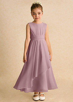 Azazie Edelweiss Flower Girl Dresses Dusty Rose A-Line Pleated Chiffon Dress image4