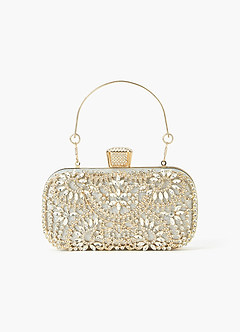 front Crystal And Rhinestone Embellished Clutch Bag