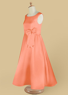 Azazie Lindy Flower Girl Dresses Sunset A-Line Pleated Matte Satin Dress image15
