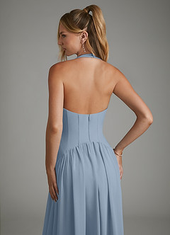 Azazie Alicia Bridesmaid Dresses Dusty Blue A-Line Pleated Chiffon Dress image2