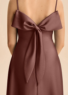 Azazie Isolde Junior Linia A Pofałdowany Satyna elastyczna Długość podłogi Młodsza druhna Sukienka image5