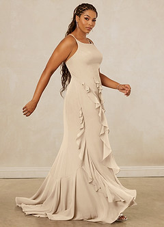 Christian Siriano Bridal for Azazie 1006 Bridesmaid Dresses Champagne Mermaid Ruched Chiffon Dress image13