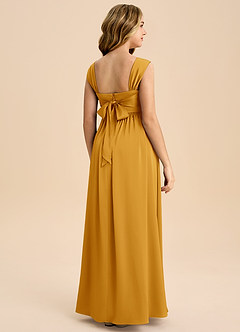 Azazie Hattie Junior Butterscotch A-Line Pleated Stretch Satin Dress image7