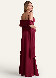 front Azazie Dopasowany kolorowy szal z elastycznej satyny