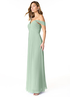 Azazie Kaitlynn Vestidos de damas de honor Vestido de Agave de Gasa de Imperio Convertible con Fruncido image4