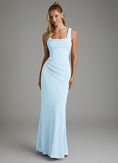 Azazie Asa Bridesmaid Dresses Sky Blue Sheath Corset Chiffon Dress image1