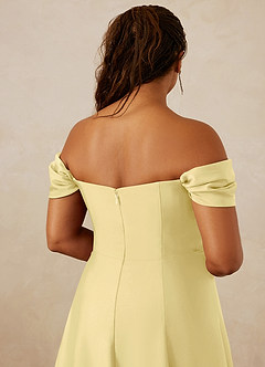 Christian Siriano Bridal for Azazie 1002 Robes de demoiselle d'honneur Robe Trapèze Convertible en Satin extensible Épaule décolletée Sorbet Citron image14