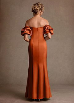 Azazie Redding Suknie dla Matki Panny Młodej Osłona Marszczony Satyna elastyczna Długość podłogi Sukienka image2