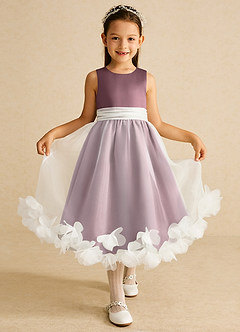 Azazie Stardust Flower Girl Dresses Vintage Mauve A-Line Sleeveless Organza Dress image1