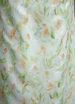 Azazie Mai Bridesmaid Dresses Green Watercolor Floral Sheath Pleated Watercolor Floral Dress image7