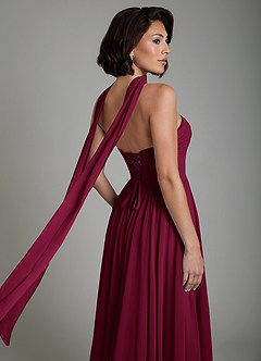 Azazie Petra Abiti da Damigella Abito A-Line in Chiffon Corsetto Borgogna image9
