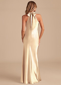 Azazie Doretta Bridesmaid Dresses Gold Mermaid Bow Metallic Satin Dress image6