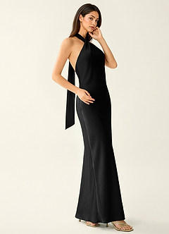 Manllanda Black Bows Satin Vacation Dress image6