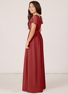 Azazie Peony Junior A-Linie Plissee Chiffon Kleid Rost image5
