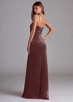Azazie Eren Brautjungfernkleider Etui One-Shoulder Samt Kleid Espresso image5