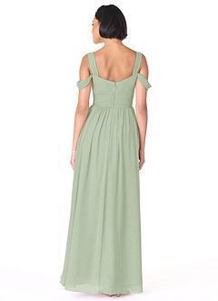 Azazie Lianne Bridesmaid Dresses Dusty Sage A-Line Off the Shoulder Chiffon Dress image7
