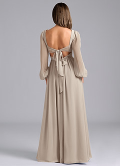 Azazie Zeya Bridesmaid Dresses Frost A-Line Long Sleeve Chiffon Dress image2