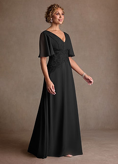 Azazie Milliat Klänningar till brudens mor Klä A-Line i Chiffong Spets Svart image2
