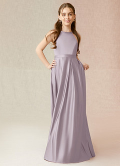 Azazie Arianthe Junior Dusk A-Line with Pockets Matte Satin Dress image4